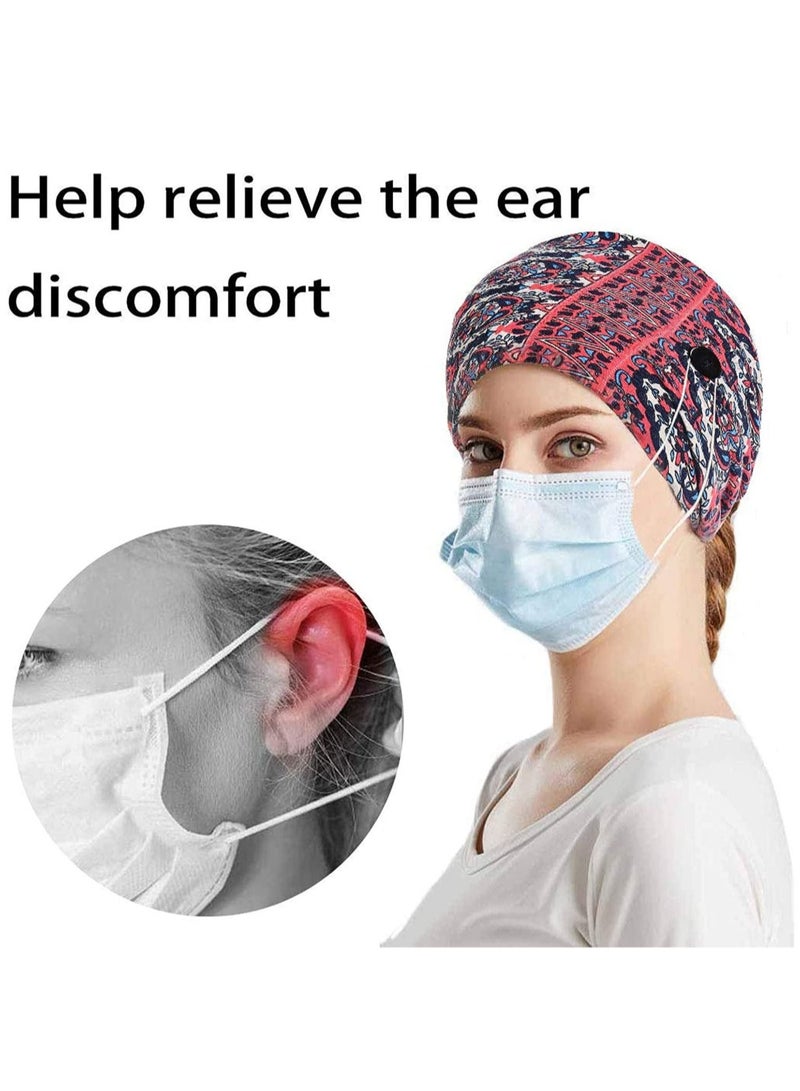 Headbands with buttons mask yoga fashion Headband knotted elastic button headband for face mask nurses women masks headbands stretch wide - Image 3