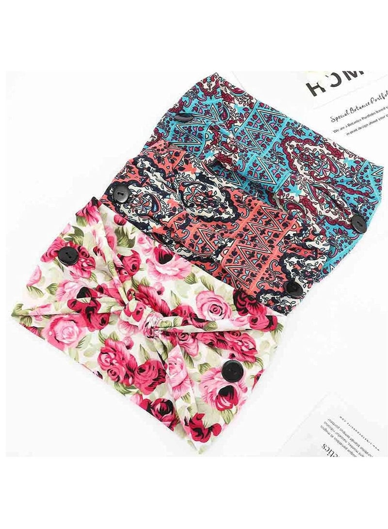 Headbands with buttons mask yoga fashion Headband knotted elastic button headband for face mask nurses women masks headbands stretch wide - Image 4