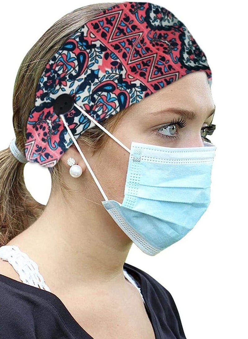 Headbands with buttons mask yoga fashion Headband knotted elastic button headband for face mask nurses women masks headbands stretch wide - Image 5