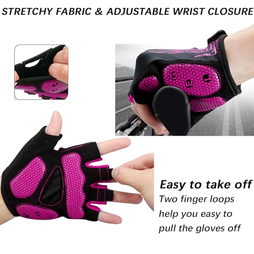 MOREOK Cycling Gloves Bike Gloves for Men/Women-[5MM Gel Pad] Half Finger Bicycle Biking Gloves for Cycling/Weight Lifting/Gym/Motorcycle/Rowing/Outdoor Sports-050-PINK-S - Image 4