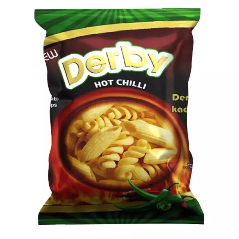 Derby Hot Chilli Flavored Potato Snacks In Pasta Shape- 60gms