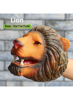 Fearless Dinosaur Hand Puppet Gloves Soft Silicone Triangle Dragon King Dinosaur Children's Simulation Animal Model Boys Toy-Color:Lion