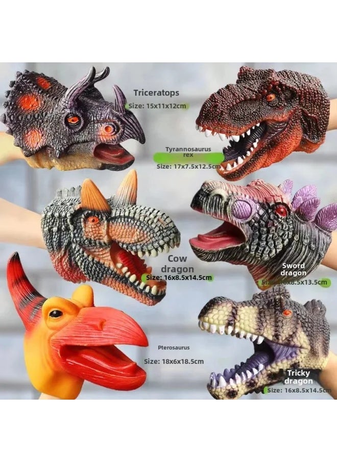 Generic - Fearless Dinosaur Hand Puppet Gloves Soft Silicone Triangle Dragon King Dinosaur Children's Simulation Animal Model Boys Toy-Color:Lion - Image 1