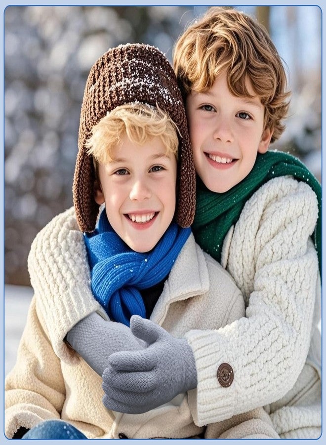 Adboros 6 Pairs Winter Gloves Kids Stretchy Warm Knitted Gloves Wool Fleece Lined Mittens for for Girls Boys Cold Weather 5-10 Years (Multicolor) - Image 4