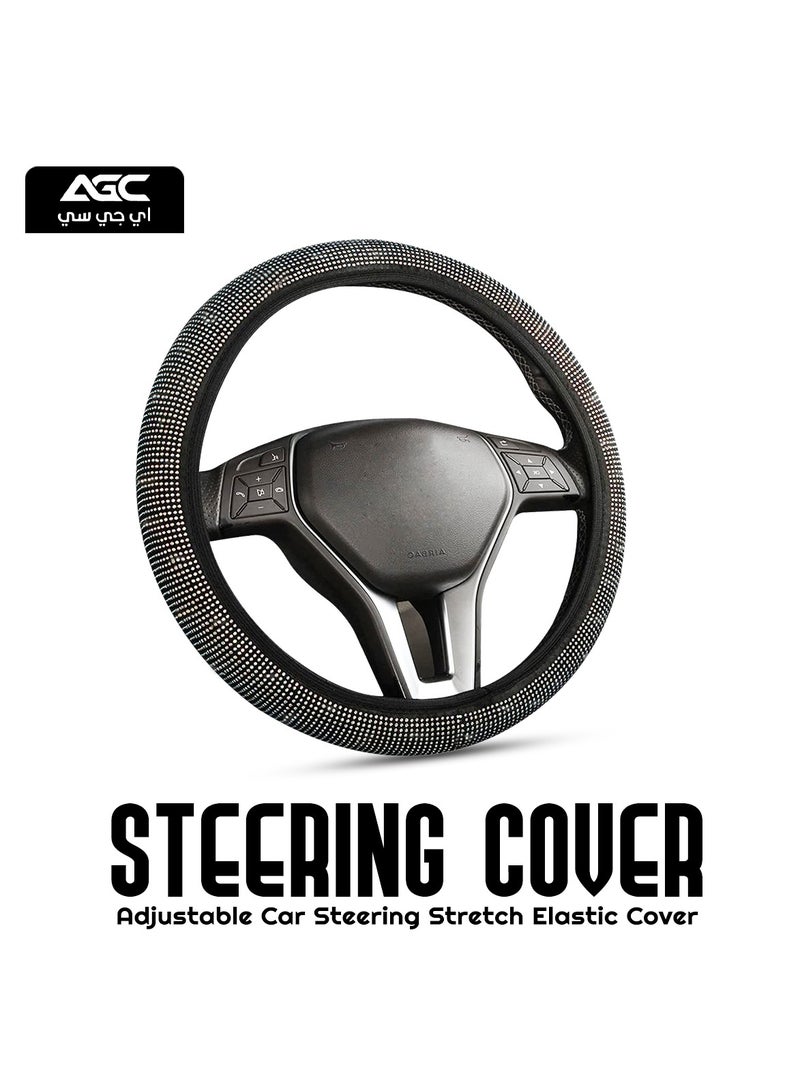 Agc AGC-Adjustable Car Steering Cover Stretch Elastic Steering Wheel Cover DIY Steering Cover. - Image 1