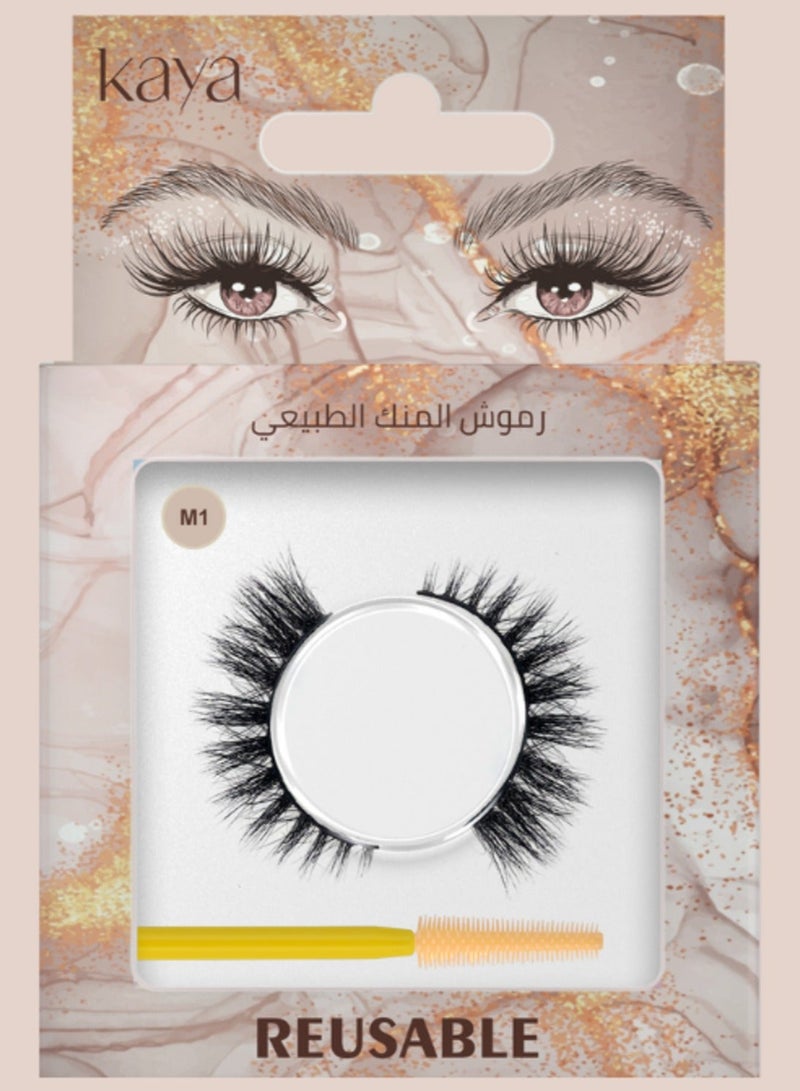 kaya Clear Eyelash Glue with Natural Mink Three Dimensional Lashes Style No. 1 Set - Image 3