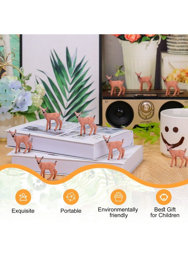 Skylety 14 Pieces Miniature Deer Figurines for Crafts Deer Cake Toppers Mini Figurines Toys for Birthday Party Shower Decorations - Image 4