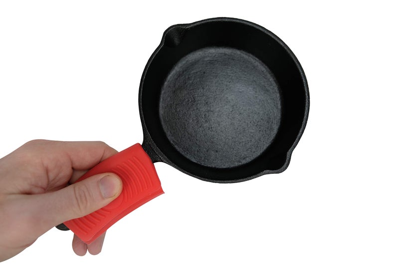 Crucible Cookware Silicone Hot Handle Holder (2-Pack) for Cast Iron Woks, Pots, Dutch Ovens, Small Skillets, Assist Handle, Oven Trays, Plates - Potholders - Red - Image 5