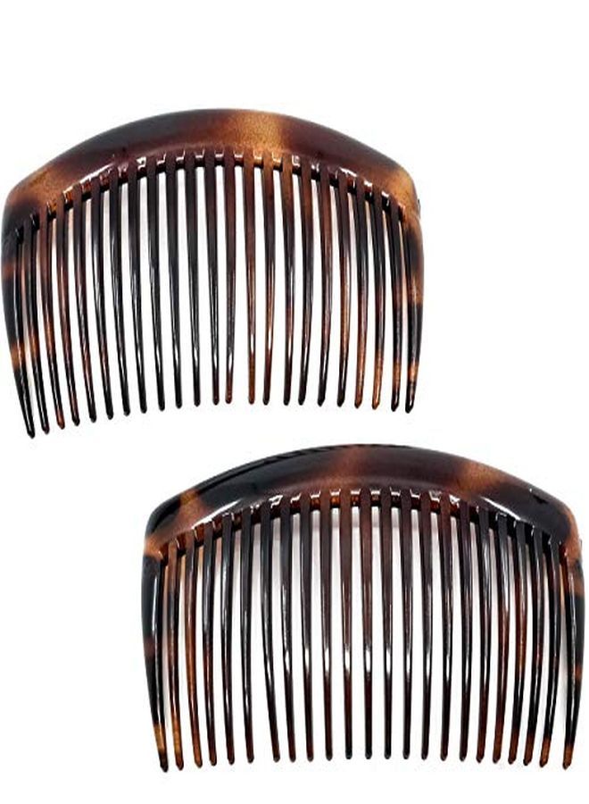 CAMILA Paris Ad66/2 French Side Combs Large 2 Pack Curved Tortoise Shell Flexible Durable Cellulose Hair Combs, Strong Hold Hair Clips For Women, No Slip Styling Girls Hair Accessories, Made In France - Image 1