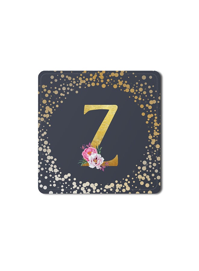 Stylizedd 2 Pack Designer Leather Coasters Mat for Beverage Drinks- Custom Monogram Initial Letter Floral Pattern Alphabet - Z (Grey) - Image 1