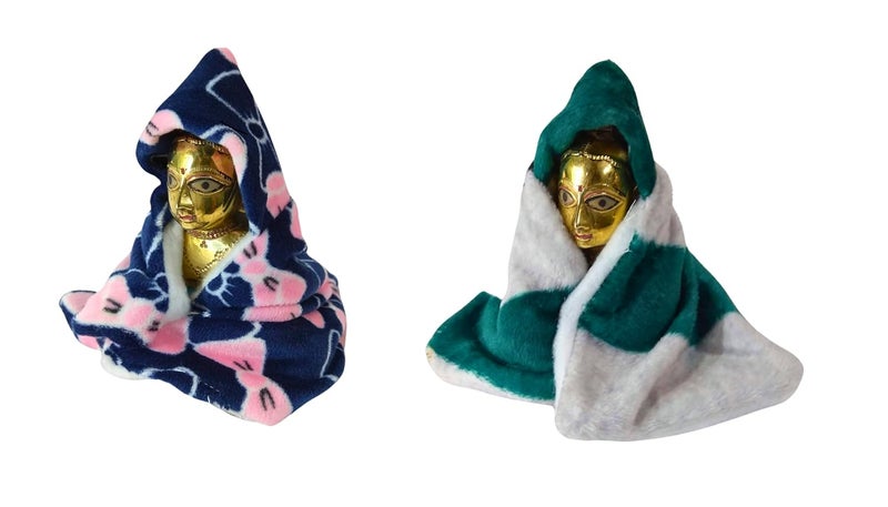 Hydes Hydes Laddu Gopal Pack of 2 Woolen Extreme Soft Hoodie with Blanket for WinterSize for 45 