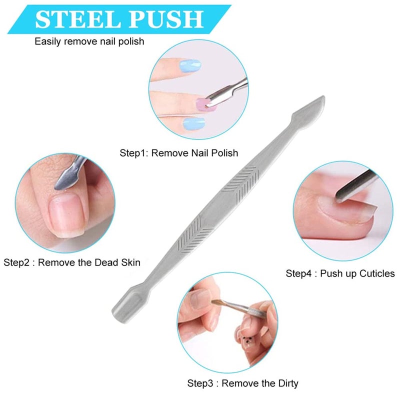 Tandem Manicure Pedicure Nail Filer with Cuticle Trimmer for Women and Men Silver 90 cm - Image 5