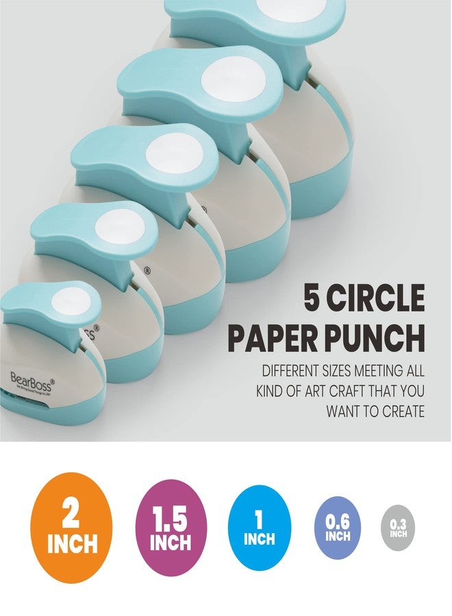 BearBoss 5 Circle Paper Punch, Handmade Scrapbook Paper Puncher, Different Size of Scrapbooking Punches Crafting Designs for Office Supplies, Card Making, DIY Albums Photos, Classic White - Image 3