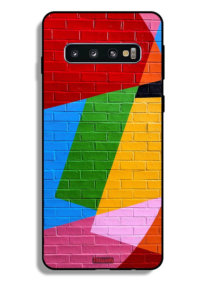 Tolwak Samsung Galaxy S10 Plus Protective Case Cover Colorful Wall Painting - Image 2
