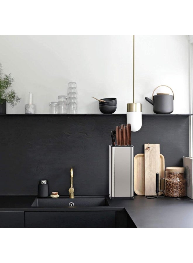 Tanyaz Universal Knife Block Holder, Modern Rectangular Design with Scissors-Slot, Knife Holder Counter-top Storage, Knife Block Storage Kitchen Knife Stand Holder, Stainless Steel Knife Holder - Image 3