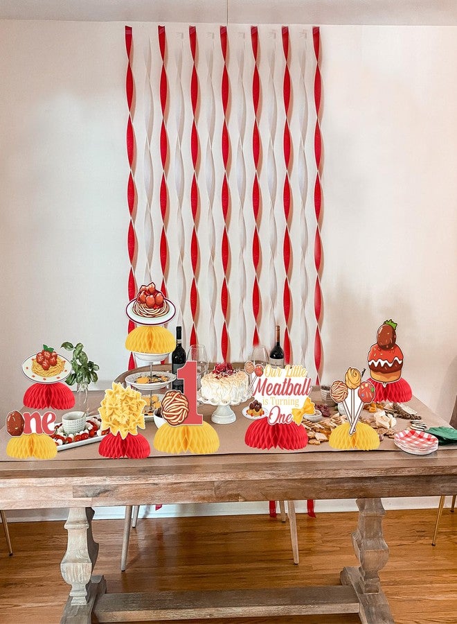 Cheereveal Meatball Theme 1st Birthday Decorations, Our Little Meatball Is Turning One Honeycomb Centerpiece, Italian Spaghetti Decorations, Meatball Theme First Bday Party Supplies - Image 3