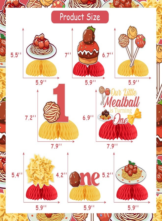 Cheereveal Meatball Theme 1st Birthday Decorations, Our Little Meatball Is Turning One Honeycomb Centerpiece, Italian Spaghetti Decorations, Meatball Theme First Bday Party Supplies - Image 5