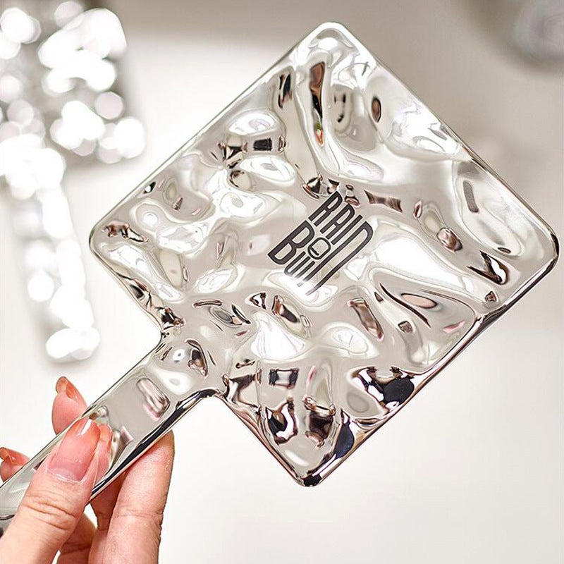 Electroplating Handheld Makeup Mirror Household Ins Wind Mirror Children'S Portable Retro Handheld Mirror Handle Mirror - Image 1