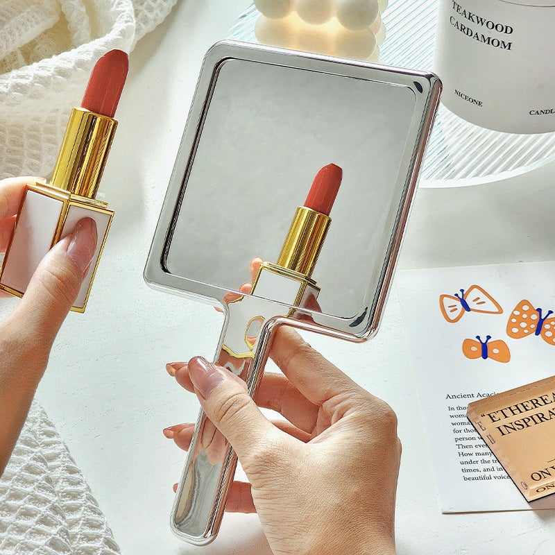 Electroplating Handheld Makeup Mirror Household Ins Wind Mirror Children'S Portable Retro Handheld Mirror Handle Mirror - Image 4