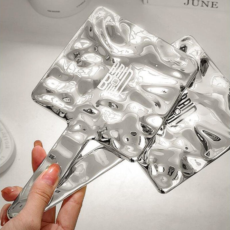 Electroplating Handheld Makeup Mirror Household Ins Wind Mirror Children'S Portable Retro Handheld Mirror Handle Mirror - Image 2