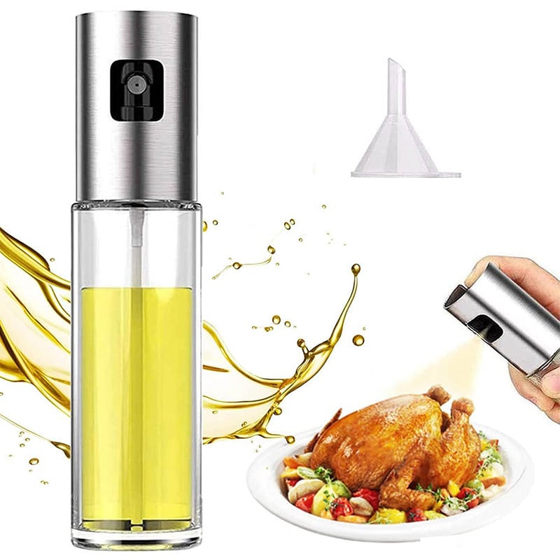 Lexazo Olive Oil Sprayer Transparent FoodGrade Glass Oil Spray Portable Spray Bottle Vinegar Bottle Oil Dispenser for BBQ Making Salard Cooking Baking Roasting Grilling 100ML - Image 1