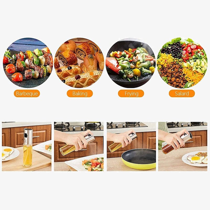 Lexazo Olive Oil Sprayer Transparent FoodGrade Glass Oil Spray Portable Spray Bottle Vinegar Bottle Oil Dispenser for BBQ Making Salard Cooking Baking Roasting Grilling 100ML - Image 5