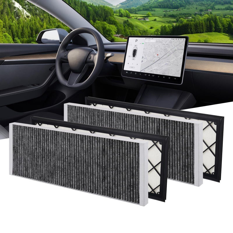 BASENOR 2026 Tesla Model Y Cabin Air Filter HEPA with Activated Carbon 4 Pack Air Intake Filter Replacement for 20202026 Model Y Juniper Refresh Accessories StandardPremiumPerformance
