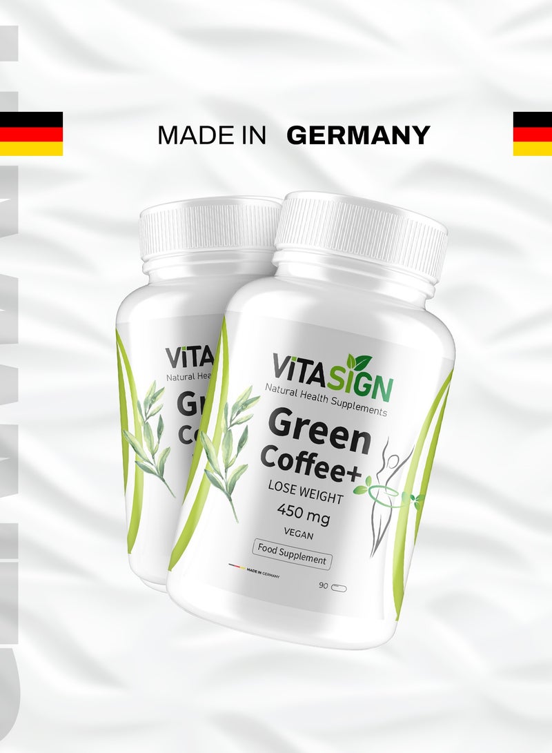 VITASIGN Premium Green Coffee+ 450mg, Supports Weight Loss, Natural energy booster 90 Vegan Capsules – With Chlorogenic Acids & Antioxidants - Image 4