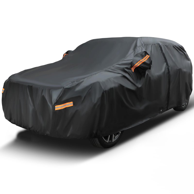 EzyShade 10Layer SUV Car Cover Waterproof All Weather See Vehicle SizeChart for Accurate Fit Outdoor Full Exterior Covers for Automobiles Heavy Duty Jeep Rav4 CRV Black Size S4 See SizeChart