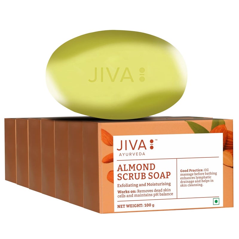 Jiva Almond Soap  100gm Pack of 7  Natural Badaam Soap For All Skin Types  Natural Cleanser For Glowing Skin - Image 1