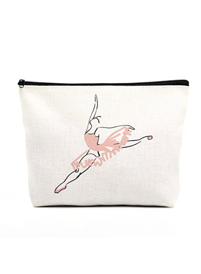 fkovcdy Ballet Makeup Bag Ballerina Ballet Dance Bag Dancer Gifts for Teens Girls Ballet Lovers Dance Teacher Student Ballet Recital Gift Toiletry Bag Zipper Pouch for Women Friends Birthday - Image 1