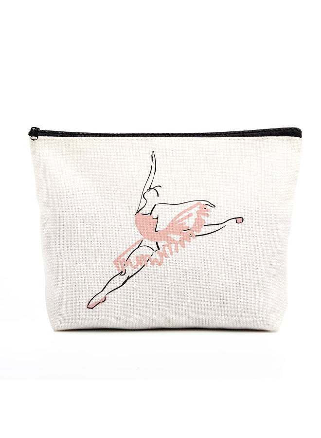 fkovcdy Ballet Makeup Bag Ballerina Ballet Dance Bag Dancer Gifts for Teens Girls Ballet Lovers Dance Teacher Student Ballet Recital Gift Toiletry Bag Zipper Pouch for Women Friends Birthday - Image 2