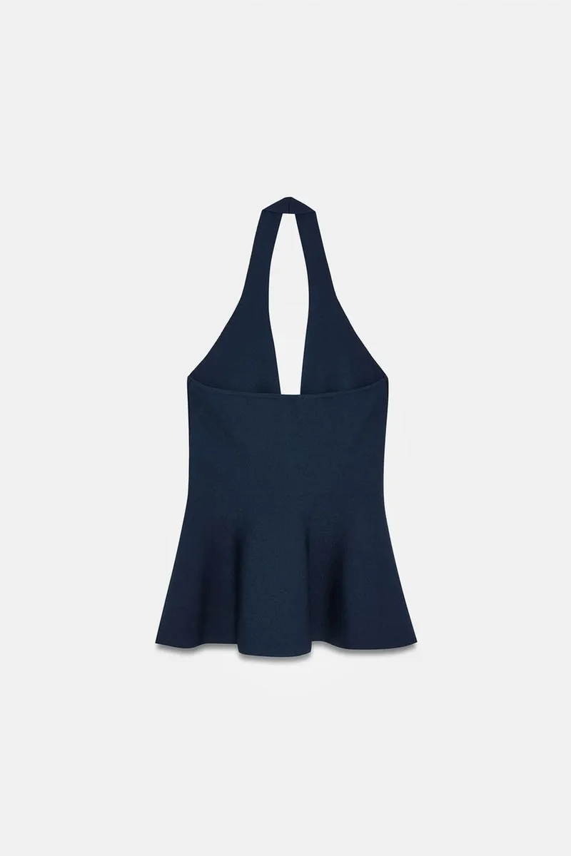Dilvin Navy Blue DILVIN Seamless Halter Peplum Blouse for Women | Best Price UAE