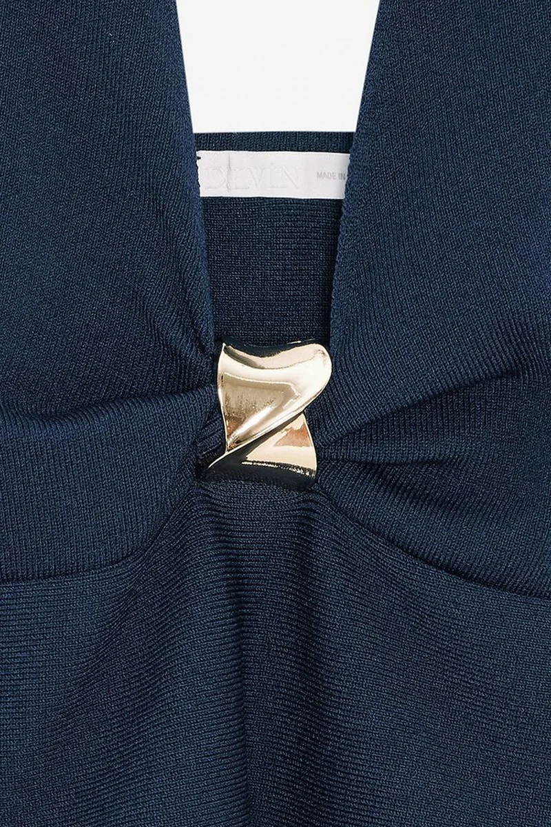 Dilvin Navy Blue DILVIN Seamless Halter Peplum Blouse for Women | Best Price UAE