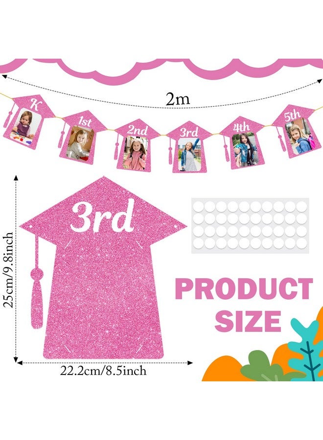 Oudain Graduation Decorations Class of 2025 Party Supplies, Bye Bye 5th Grade Hello Middle School Photo Banner, Glittery Grade Graduation Party Supplies for Boys Girls(Pink Glitter) - Image 3