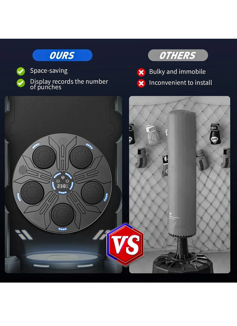 BORTONY Music Boxing Machine with 9 Training Modes Smart Bluetooth Boxing Equipment with Gloves LED Display Wall Mounted Boxing Game High-Elastic Foam Impact Surface for Safe Versatile Workouts  - Image 5
