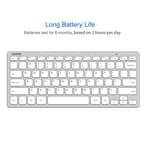 Arteck 2.4G Wireless Keyboard Ultra Slim and Compact Keyboard with Media Hotkeys for Computer Desktop PC Laptop Surface Smart TV and Windows 11/10/8/7, Silver - Image 4