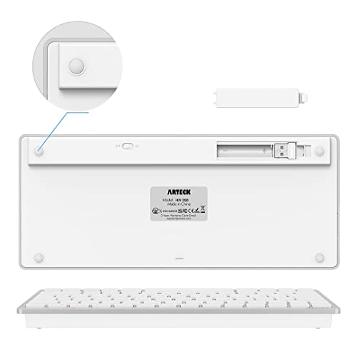 Arteck 2.4G Wireless Keyboard Ultra Slim and Compact Keyboard with Media Hotkeys for Computer Desktop PC Laptop Surface Smart TV and Windows 11/10/8/7, Silver - Image 5