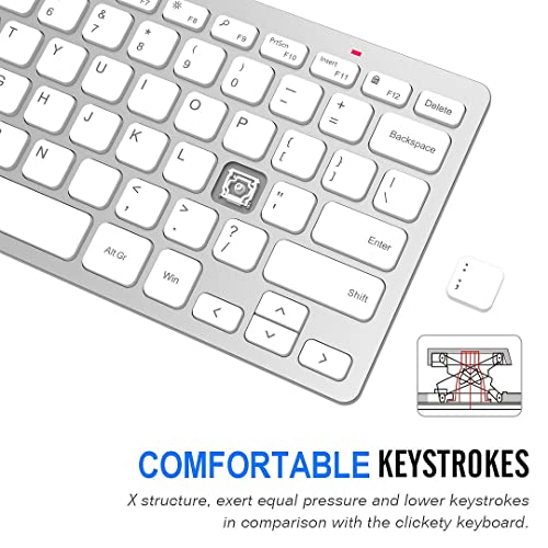 Arteck 2.4G Wireless Keyboard Ultra Slim and Compact Keyboard with Media Hotkeys for Computer Desktop PC Laptop Surface Smart TV and Windows 11/10/8/7, Silver - Image 3