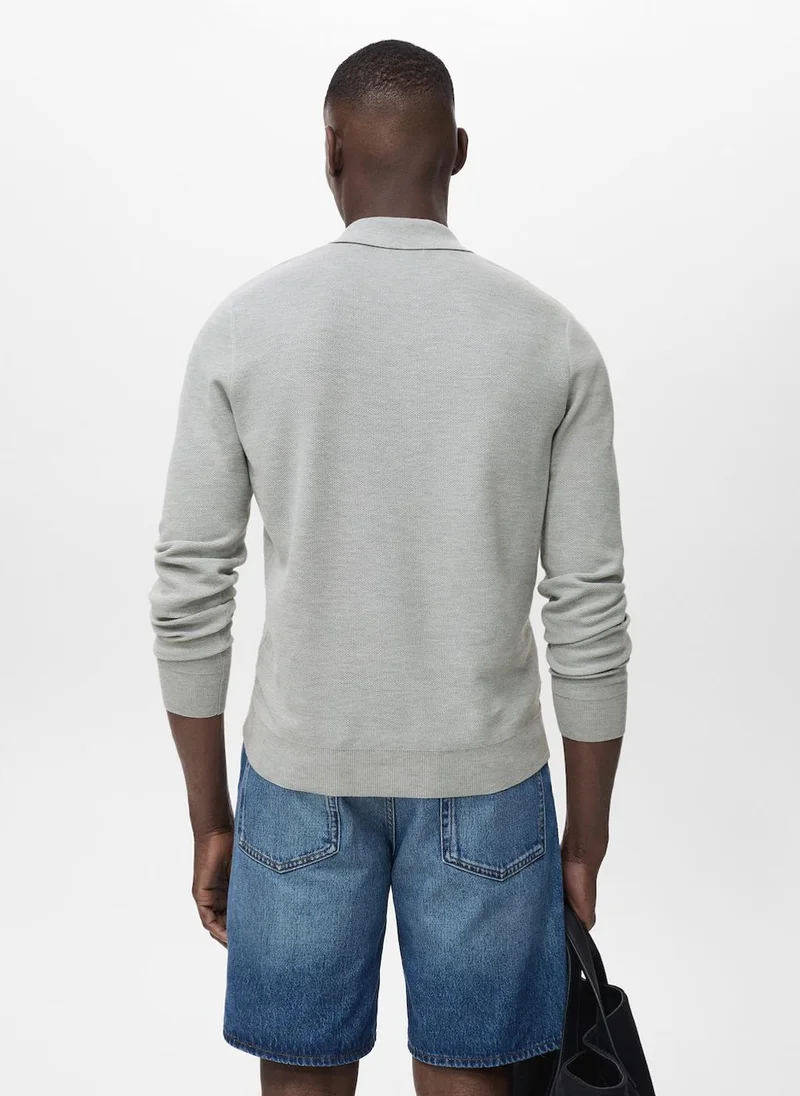 Mango Man Micro-structured cotton polo shirt