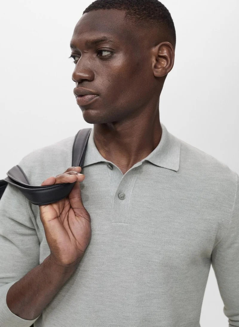 مانجو مان Micro-structured cotton polo shirt