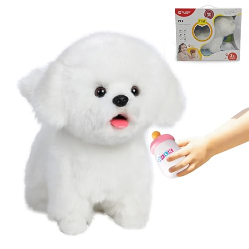 CU-MATE CUMATE Interactive Maltese Simulation DogRealistic Puppy Electronic Toy Dog with WalkingBarkingWagging TailTalking Robotic Pet Toy Present Gift for Toddler Girls Boys - Image 1