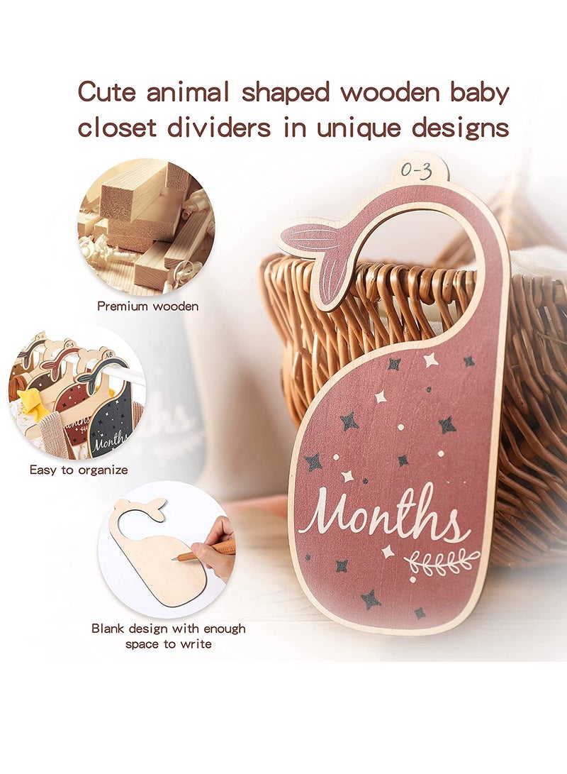 SOLARAE Baby Closet Dividers for Clothes Organizer -Beautiful Wooden Double-Sided Baby Clothes Size Hanger Organizers for Newborn to 24 Months for Nursery Decor - Image 3