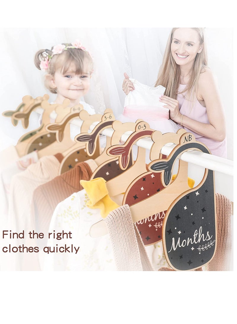 SOLARAE Baby Closet Dividers for Clothes Organizer -Beautiful Wooden Double-Sided Baby Clothes Size Hanger Organizers for Newborn to 24 Months for Nursery Decor - Image 2