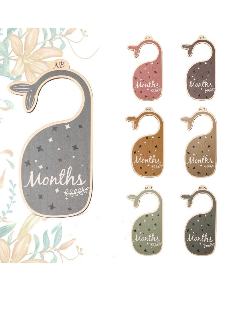 SOLARAE Baby Closet Dividers for Clothes Organizer -Beautiful Wooden Double-Sided Baby Clothes Size Hanger Organizers for Newborn to 24 Months for Nursery Decor - Image 1