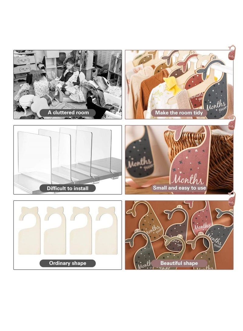 SOLARAE Baby Closet Dividers for Clothes Organizer -Beautiful Wooden Double-Sided Baby Clothes Size Hanger Organizers for Newborn to 24 Months for Nursery Decor - Image 4