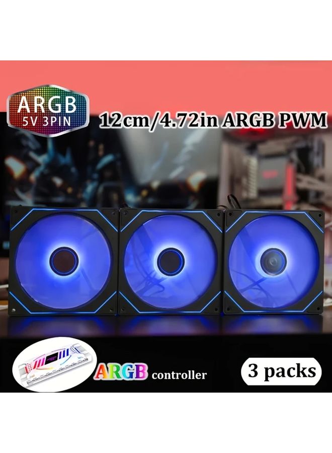 Prism 7 Pro Black Reverse 120mm ARGB PWM مجموعة مروحة تبيد الكمبيوتر 3 قطع هادئة - Image 4
