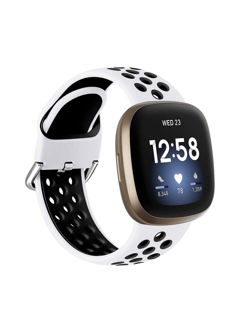 Captaintech Two-color Strap, Compatible with Fitbit Versa 3 Strap/Fitbit Sense Women's Strap, Soft Silicone Substitute, Sports Wrist Strap with Vents, Suitable for Fitbit Versa 3/fitbit Sense KSA | Riyadh, Jeddah - Image 1
