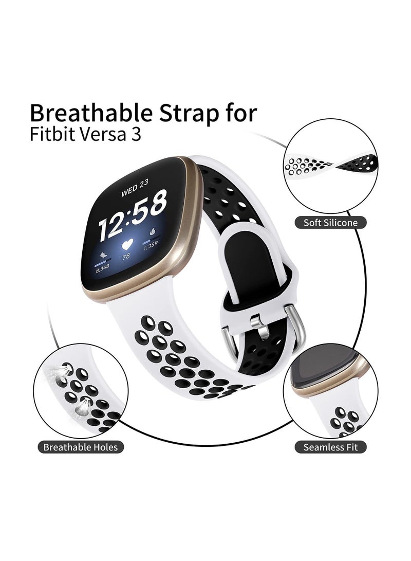 Captaintech Two-color Strap, Compatible with Fitbit Versa 3 Strap/Fitbit Sense Women's Strap, Soft Silicone Substitute, Sports Wrist Strap with Vents, Suitable for Fitbit Versa 3/fitbit Sense KSA | Riyadh, Jeddah - Image 2