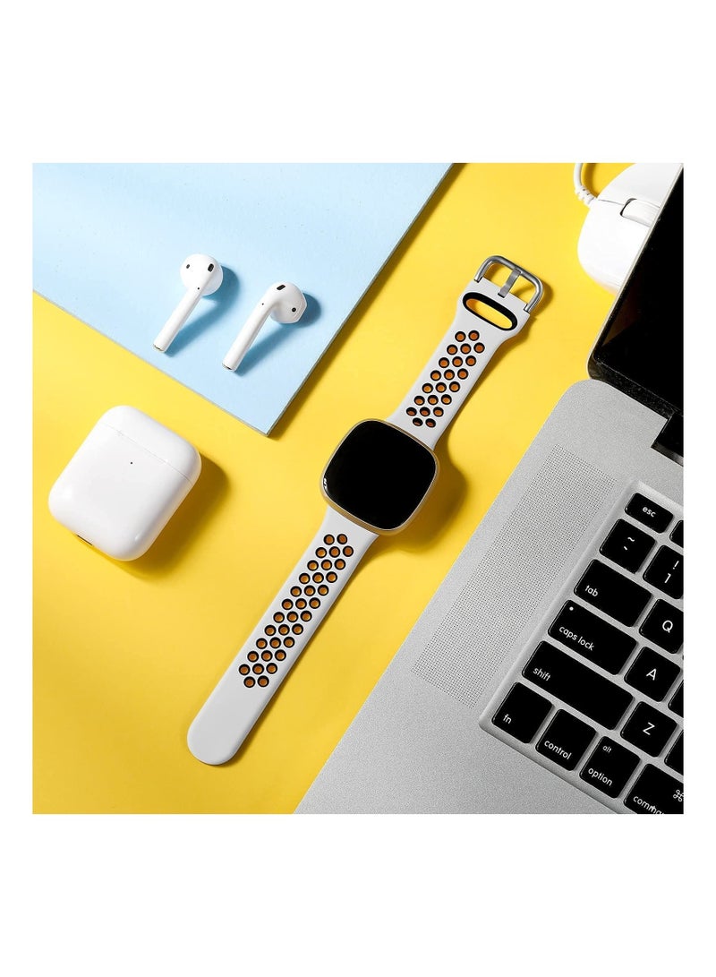 Captaintech Two-color Strap, Compatible with Fitbit Versa 3 Strap/Fitbit Sense Women's Strap, Soft Silicone Substitute, Sports Wrist Strap with Vents, Suitable for Fitbit Versa 3/fitbit Sense KSA | Riyadh, Jeddah - Image 5